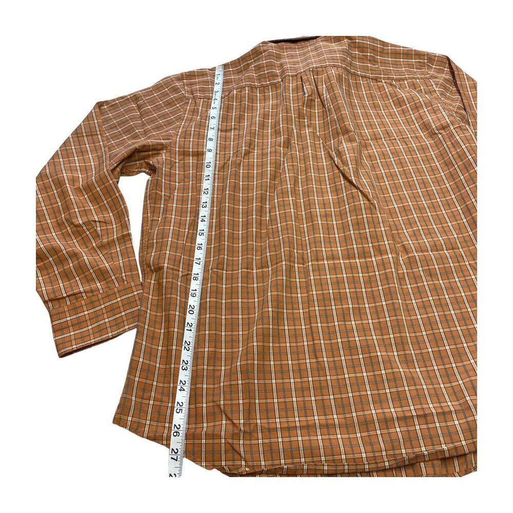 Dockers Dress Shirt Mens Large 16/16.5 Brown Plaid Cotton Pleated Classic Formal - Picture 4 of 6